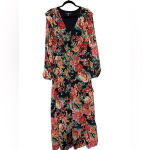 R&K Vibrant Floral Long Sleeve Dress
